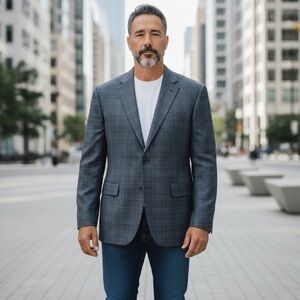 ted baker london endurance blazer 42r slim wool dark gray green 2 button jacket